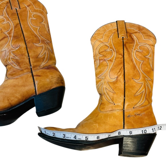 Vintage 80s Kenny Rogers Tan Leather Cowboy Boots - Picture 11 of 15